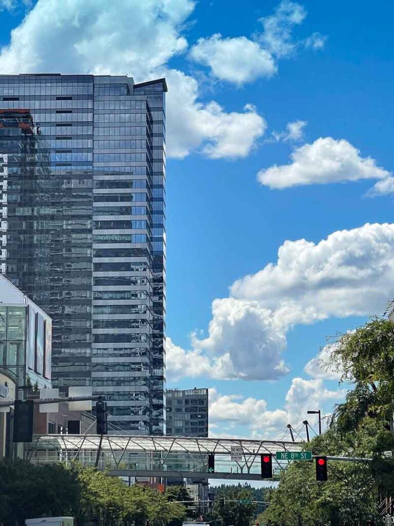 downtown Bellevue skyline and Bellevue Square