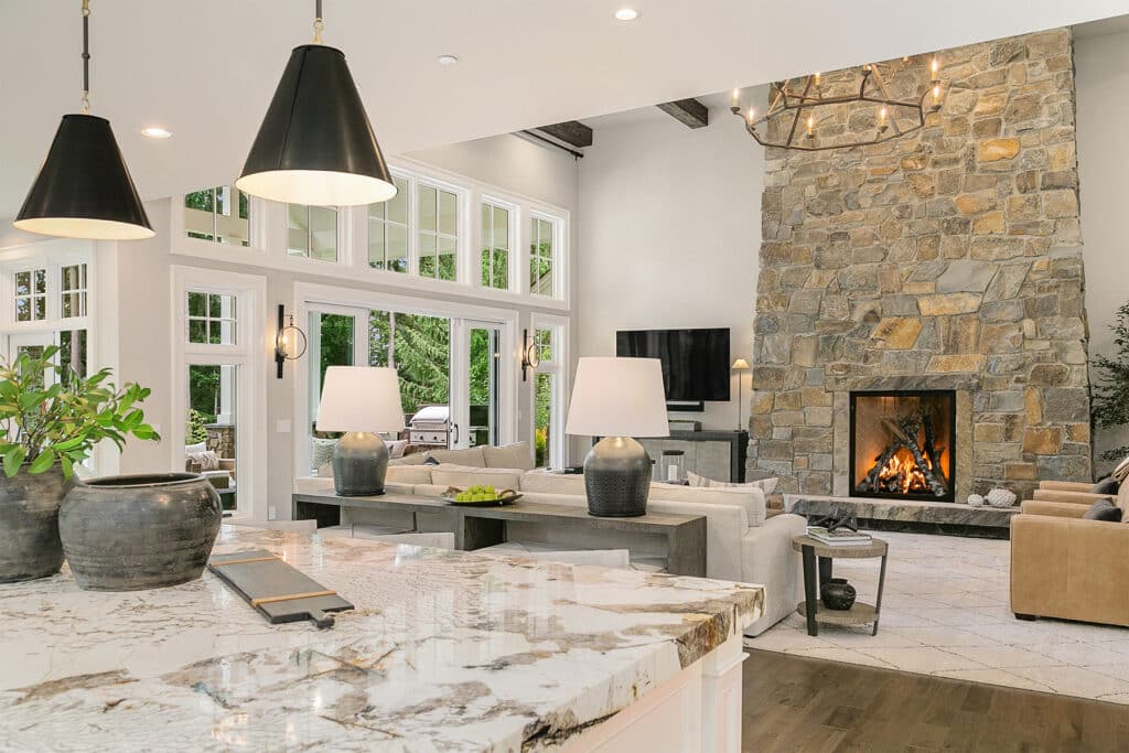 Hollywood Hills Estate great room from the kitchen