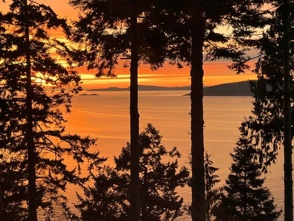 Western View of Burrow Bay in Anacortes from a waterfront estate. 